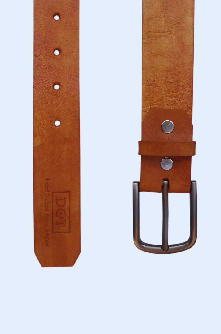 Premium Handcrafted Buffalo Leather Belt – Mustard | Classic Dress Belt